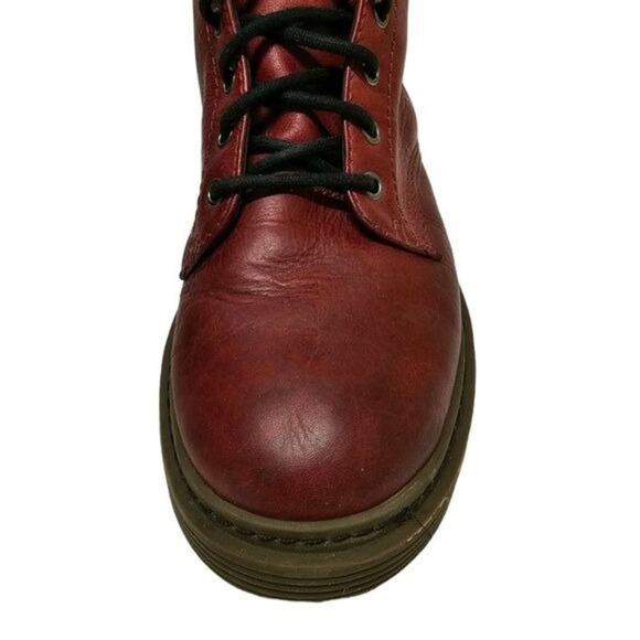 Schutz Boots Womens Size 5 Burgundy Leather Combat Moto Style Lace Up Grunge - Picture 10 of 14